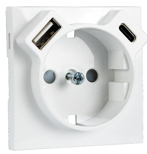Tapa para Base Schuko + USB Tipo A y Tipo C