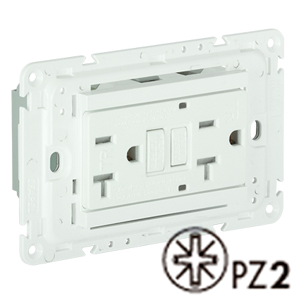 Tomada Dupla Americana 2P+T 127V 20A GFCI com Obturador - 3 Módulos